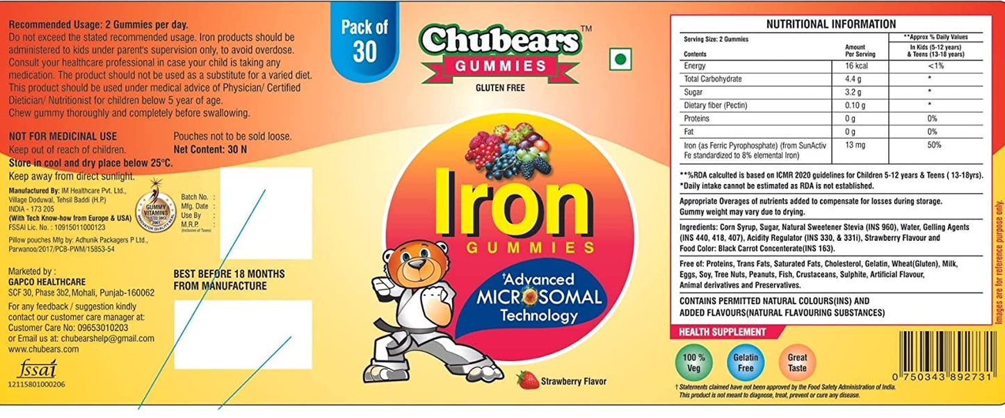 Chubears IRON gummy for kids